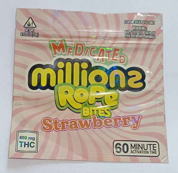 Millions Rope Bites 600mg Packaging Bag strawberry